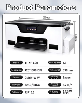 XP600 DTF Трансферный принтер A3 DTF Принтер с рулонным фидером Машина для печати футболок для всех тканей Одежда Печать impresora dtf 2