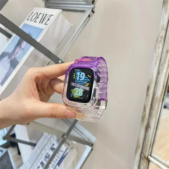 Y2k Двухцветный ремешок для ремешка Apple Watch 49 мм 45 мм 41 44 мм 38 42 40 Correa Прозрачный силиконовый ремешок для iWatch Series 8 7 SE 6 4