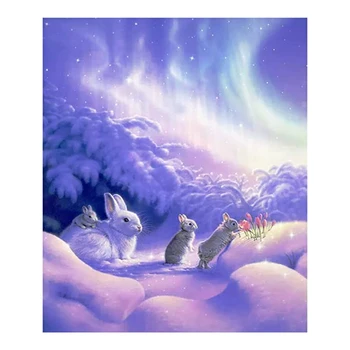 YI BRIGH Динамическая алмазная живопись Снежный кролик Семья Полный квадрат Бриллиант Круглый Алмаз DIY Комната Декоративная Ручная Работа