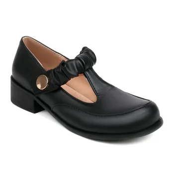 Zapatos De Mujer 2023 Мода Круглый носок Удобная повседневная женская обувь на платформе Каблуки Mary Janes Обувь Пряжка Работа Ретро 3-11