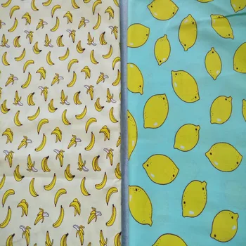 ZY DIY Симпатичный 50x160 см Свежие фрукты Желтый лимон и банан Печатная хлопковая ткань для самостоятельного шитья Кукла Ткань постельное белье Квилтинг