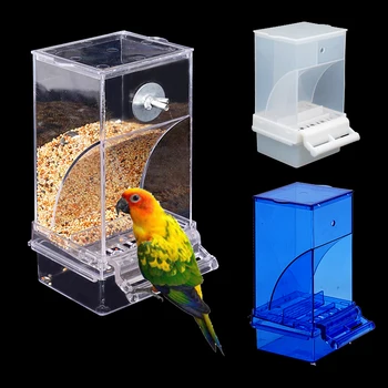 Автоматическая кормушка для попугаев Акриловые кормушки для птиц без беспорядка Аксессуары для клетки для волнистого попугая Канарейка Корелла Вьюрок Пищевой контейнер