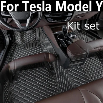 Автомобильные коврики для Tesla Model Y 7 Seat 2020 2021 2022 2023 Кожаный коврик Авто Детали интерьера Коврик Коврик Автомобильные аксессуары