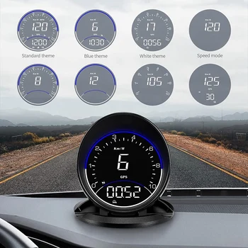 Автомобильный HUD Проекционный дисплей с GPS скоростью в час, цифровой GPS-спидометр, компас направления движения, сигнализация превышения скорости HD-дисплей 3