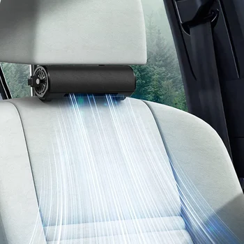 Автомобильный вентилятор - Портативный Автомобильный Вентилятор Подголовника Для Переднего Заднего Пассажира, Питание от USB И 3 Скорости Мощный Вентилятор Охлаждающего Воздуха - Черный
