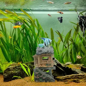 Аквариум Дом Аквариум Павильон Скульптура Реалистичный Смоляной Пейзаж Орнамент для Бетта Рыба Краб Аквариум Хамелеон 2