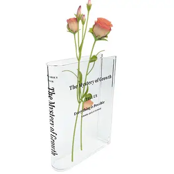 Акриловая книга Цветочная ваза Прозрачная цветочная ваза Милая цветочная ваза для центрального предмета Домашний декор Современный стиль Арт-деко Растительные контейнеры 0