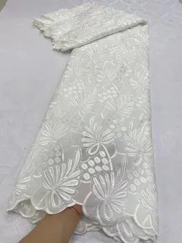 Африканская нигерийская кружевная ткань из тюля, шитье дамасской вышивки, гипюровые выпускные платья, хлопок, высокое качество, 5 ярдов, JL301, 2024 1