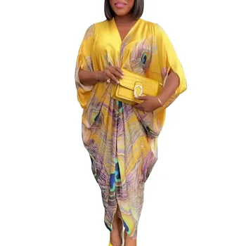 Африканские атласные платья с принтом дашики женские традиционные большие размеры бубу халат africaine femme Дубай Турция Абайяс Леди Одежда