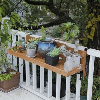  Балконная подвесная подставка для растений Деревянная стойка для перил для растений Складной дизайн Держатель для цветов Устойчивые несущие декоративные растения