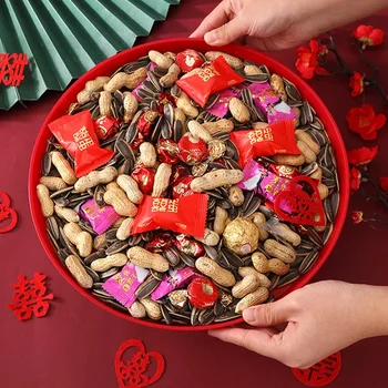  Банкет Праздничный Многоразмерный Хранение Красный Xi Поднос Кухонные принадлежности Традиционные фрукты Китайская свадебная закуска Пластиковый чай 2