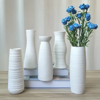 Белая керамическая ваза для цветов в скандинавском стиле, деревенский домашний декор, модное и простое украшение комнаты для дома