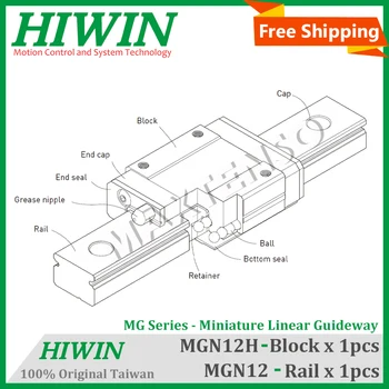 Бесплатная доставка HIWIN MGN12H Блок скольжения из легированной стали 12 мм MGN12 Линейная направляющая 300 мм 350 мм 400 мм 450 мм для 3D-принтера MIni CNC 2