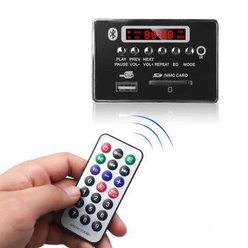 Беспроводная плата декодера MP3 с пультом дистанционного управления Bluetooth Громкая связь Авто USB Плеер WMA WAV TF Card Slot FM Aux Радио для автомобиля 0