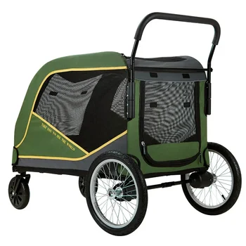  Большая коляска для собак Складная коляска для домашних животных для средних и больших собак с вращающимися передними колесами Нагрузка задних тормозов 80 кг 3