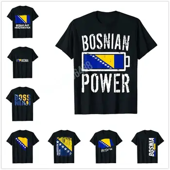 Больше Дизайн Флаг Боснии и Герцеговины Боснийская батарея Футболки для мужчин Женщины Футболка Хип-хоп Топы Хлопковые футболки