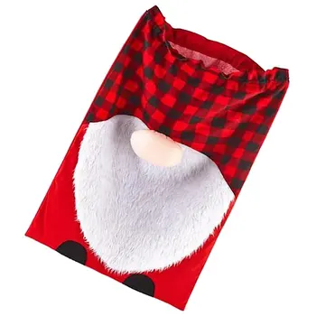 Большие рождественские подарочные пакеты Красный и черный клетчатый тканевый рождественский подарочный пакет для рождественской вечеринки