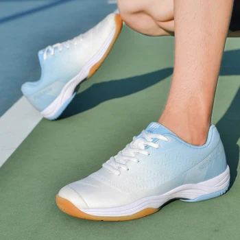 Большой размер Мужчины Бадминтон Теннис Спортивная Тренировочная Обувь Небесно-голубые Женская Спортивная Волейбольная Обувь Настольный Теннис Кроссовки M520 0