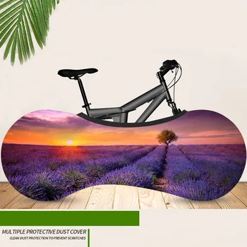  Большой чехол для велосипедного колеса с лавандовым принтом MTB Дорожные аксессуары для велосипедов Защита от пыли Колеса Крышка рамы Сумка для хранения-Природные пейзажи 0