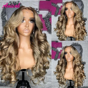 бразильский реми волосы 13X4 Цветные кружевные передние парики Человеческие волосы Свободная волна HD Прозрачные кружевные парики, выщипанные для женщин