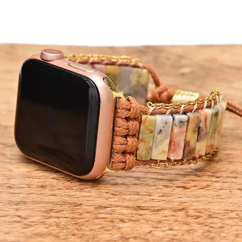 Браслет из бусин из натурального камня агатов для Apple Watch 8 ремешков для женщин и мужчин 41 мм 44 мм ремешок для iWatch Band 7 6 5 4 3 Se