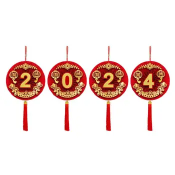 Бумажный кулон с блестками в китайском стиле Изысканные кулоны для благословения на китайский Новый год Набор декора из блестящей бумаги на 2024 год для праздника