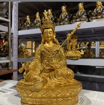 Бутик из чистой меди Падмасамбхава Туас позолоченный Будда, один фут высотой, 31 см высотой, буддийские изделия, 10-дюймовый декор мастера лотоса