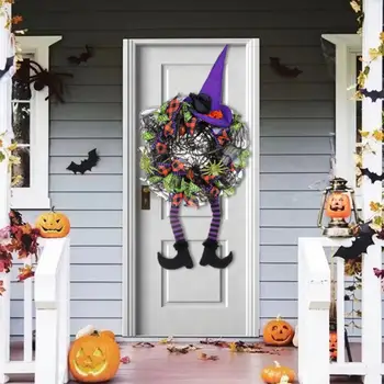 Венок из ног ведьмы Жуткий венок на Хэллоуин Прочная дверная гирлянда из ног ведьмы для праздничного украшения дома Принадлежности для счастливых вечеринок