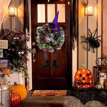 Венок из ног ведьмы Жуткий венок на Хэллоуин Прочная дверная гирлянда из ног ведьмы для праздничного украшения дома Принадлежности для счастливых вечеринок 4
