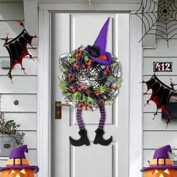 Венок из ног ведьмы Жуткий венок на Хэллоуин Прочная дверная гирлянда из ног ведьмы для праздничного украшения дома Принадлежности для счастливых вечеринок 5
