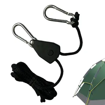 Веревка для кемпинга со шкивом с храповым механизмом Ветрозащитный шкив для палатки на крыше Навес Ветровая веревка Легкие вешалки Регулируемая лампа Подъемный трос 0