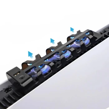 Вертикальная подставка USB с 3 охлаждающими вентиляторами Кулер для консоли PS5 Host Радиатор Рассеивание тепла Игровые аксессуары 3