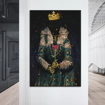 Вечный Роялти Скелет Король и Королева Плакаты Арт Набор Холст Живопись Мода Для Гостиной Украшение стен Картины Cuadros 4