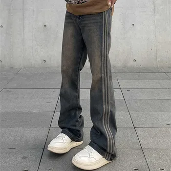 Винтаж Джинсы Мужчины Узкие расклешенные брюки Осень Уличная одежда Повседневные Вакерос Панталоны Hombre Зима Y2K Fit Уличные джинсовые брюки