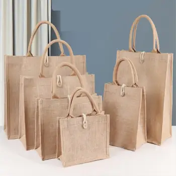 Винтажные женские сумки для покупок с Hasp Linen Tote Кошельки для покупателей Большая сумка через плечо Летние пляжные сумки Портативная эко верхняя ручка