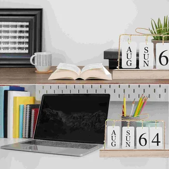  Винтажный деревянный вечный календарь Flip Month Date Display Со светодиодной подсветкой для офиса, украшения дома, фотографии, реквизита, Advent 5