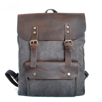 Винтажный кожаный военный холщовый рюкзак Мужской рюкзак женский школьный рюкзак школьная сумка 2016 рюкзак рюкзак mochila