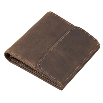 Винтажный мужской кожаный кошелек, короткий кошелек с блокировкой RFID с несколькими слотами для карт и карманом для монет
