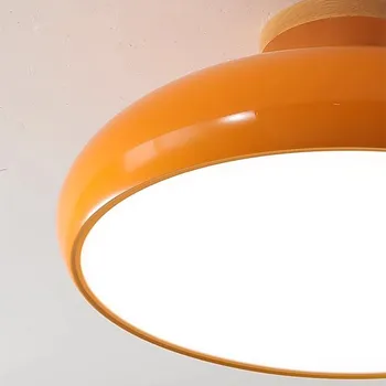 Винтажный светодиодный деревянный потолочный светильник Nordic Orange ПВХ круглый светильник Гостиная Спальня Столовая Коридор Внутренний декор Светильник 4