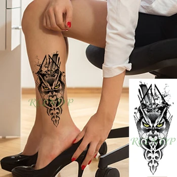 Водонепроницаемая временная татуировка наклейка волчья голова животное треугольник геометрические узоры поддельная татуировка флэш-татуировка для девочек, женщин, мужчин 4