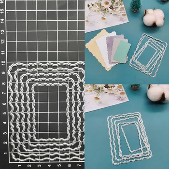  волнистые многослойные прямоугольные металлические режущие штампы для DIY скрапбукинг альбом бумажные карты декоративные ремесла тиснение высечки