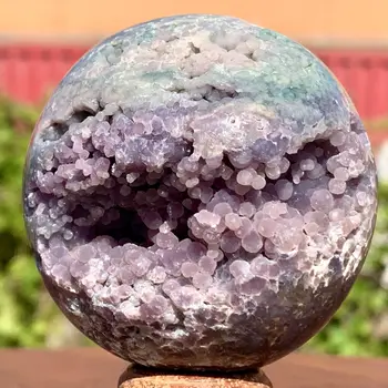 Волшебный редкий природный шар из фиолетового виноградного агата, шар из кварцевой хрустальной руды, исцеляющий камень с минеральным образцом, драгоценный камень украшения коллекции