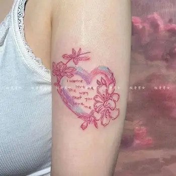 Временная татуировка Элегантные наклейки с розовым сердцем Цветок Y2K Поддельные татуировки для женщин Tatuaje Дешевые товары Наклейка Tatoo Tatto