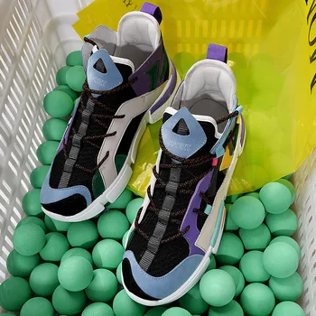 Высокий топ Хип-хоп Спортивная обувь Мужская мода Дизайнерские кроссовки Мужские сетчатые дышащие кроссовки Весенняя обувь для пап Мужская обувь 1