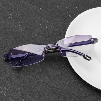 Высокое разрешение с футляром для очков Портативные очки для пресбиопии Складные очки для чтения с алмазной огранкой с защитой от ультрафиолета Blue Rays