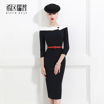 Высококачественное мини-черное платье Hepburn с красивым темпераментом, тонкое платье женское осенне-зимнее ежегодное платье для ужина французское ретро-платье