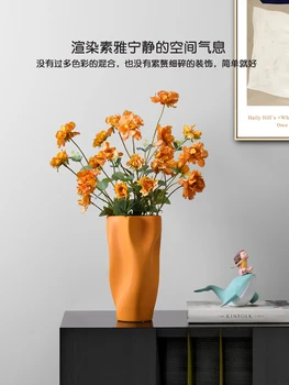 Высококачественные плиссированные вазы Morandi, цветочная композиция в гостиной, керамическое скандинавское творчество, минималистичный тумба под телевизор 0