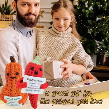 Вязаная игрушка с перцем ручной работы - забавная рождественская позитивная кукла-тыква, украшения для стола, подарочный декор 0