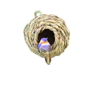 Гнездо попугая Соломенное птичье гнездо Натуральный ручной работы Теплый голубиный дом Спальня Двор Птичьи клетки Принадлежности Аксессуары для птичьей клетки 1 шт. 5