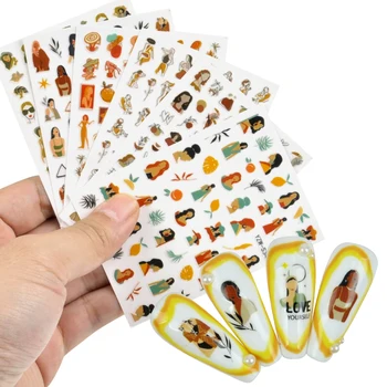 Горячая распродажа 3D наклейка для ногтей Леди лицо геометрические наклейки для ногтей абстрактное изображение дизайн ногтей аксессуары маникюр наклейки